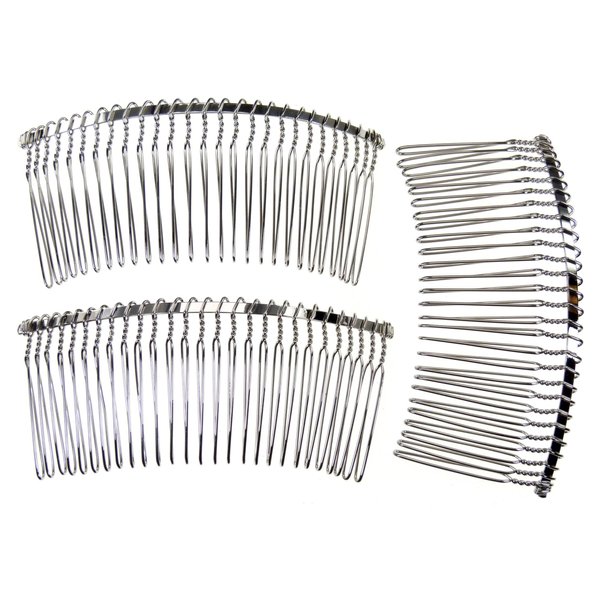 Enchanted Brides 27 Teeth Fancy DIY Metal Wire Hair Combs for Bridal Wedding Veil Combs(#C265svx3)