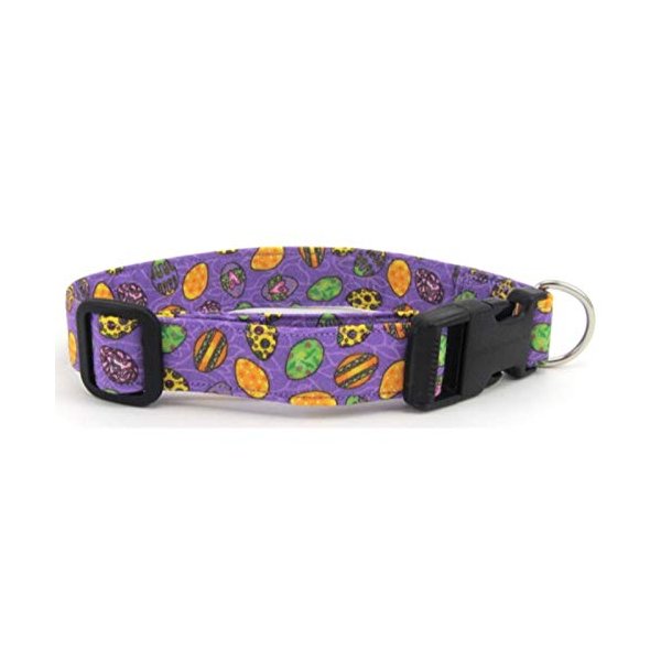 K9 Bytes Tossed Easter Eggs Soft Adjustable Dog Collar with Quick Release Buckle (X-Small)