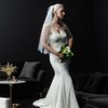 azaleas Wedding Bridal Veil with Comb 1 Tier Cut Edge Fingertip&Cathedral Length Pearl(V05)