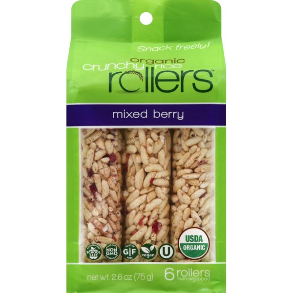 CRUNCHY ROLLERS Organic Mixed Berry Rice Rollers 6 Count, 2.6 OZ
