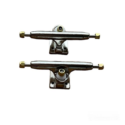 LEEFAI Pro Fingerboard Trucks 32/34/36mm 4.0-Regular Kingpin-Upgraded v2 baseplate with Hardware-Baseplate Color and Size (32mm,Chrome)