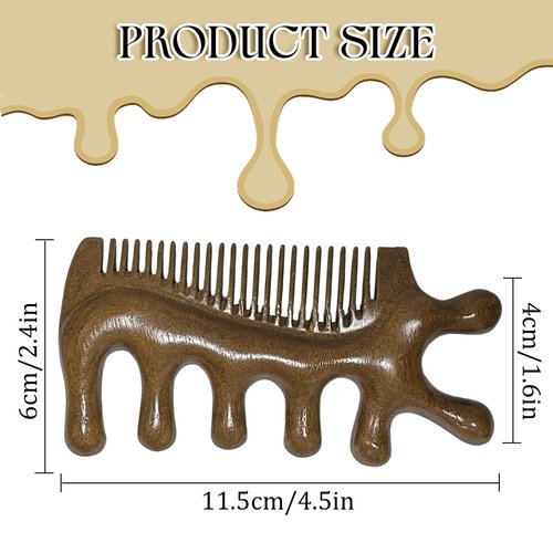Wooden Massage Comb, Sandalwood Head Scalp Massage ToolNo Static Wide Tooth Scalp Stimulator Gua Sha Body Hair Comb for Men Women