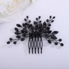 Teyglen Bridal Crystal Hair Comb Black Rhinestone Pearl Wedding Hair Comb Hair Accessories for Bride Wedding Headpiece Boho Crystal Hair Piece for Women Girls (Black)