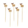 Restaurantware 3.5 Inch Food Picks 1000 Sturdy Decorative Picks - Reindeer Design Sharp Point Natural Bamboo Mini Skewers Disposable Rudolph Picks For Appetizers Desserts or Cocktails