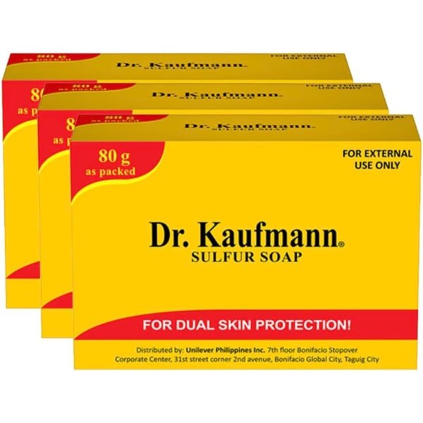 Generic Dr. Kaufmann Medicated Sulfur Soap 80g (Pack of 3), Yellow