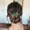 Sparkly Wedding Hair Combs, Crystal Flower Hair Clips Bride Bridesmaid Hair Sides Comb Rhinestone Barrettes, Crystal Hair Pins Hair Accessories for Women Girls (Green)