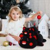 SNOWOLF Black Cat Plush Pillow Kawaii Toy Cute Soft Cat Stuffed Animals Kitten Plushie Doll Great Gift for Kids and Adult Birthday Christmas Valentines Day, 12", Black Red