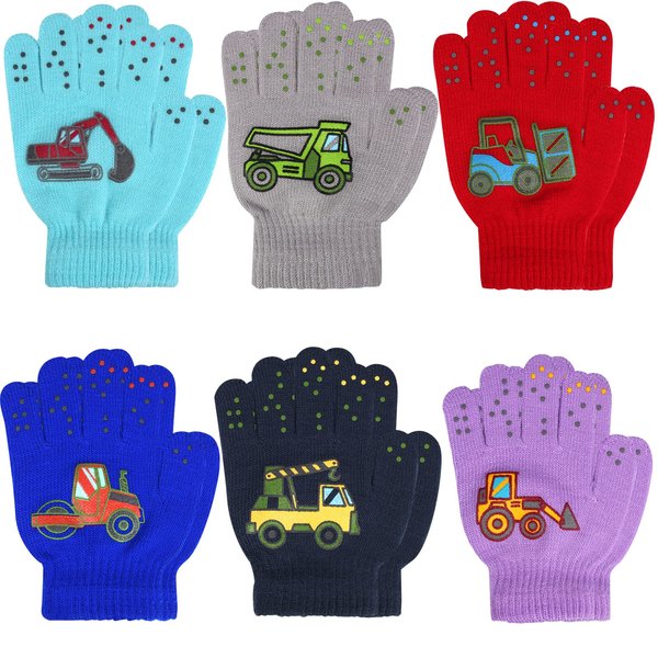 Hicdaw 6 Pairs Kid's Winter Gloves Toddler Gloves Stretchy Warm Gloves Boys or Girls Knit Gloves Kid Gloves