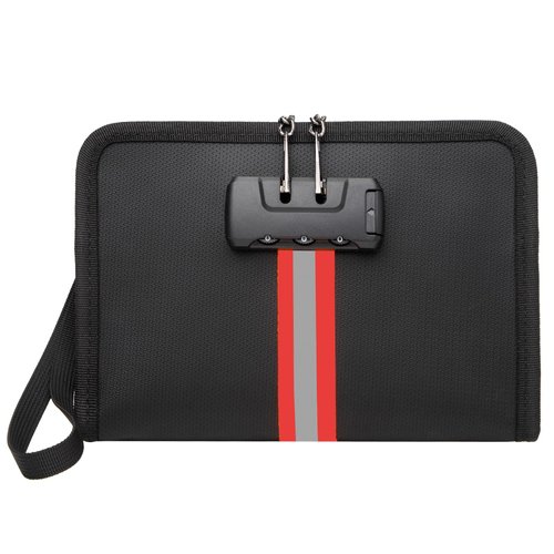 Fireproof Bag with Lock,8"×5"×1.1" Fireproof and Waterproof Money Bag with Zipper,Premium Fiberglass, Fire Safe Storage for Passports, Cash, Valuables,Credit Card