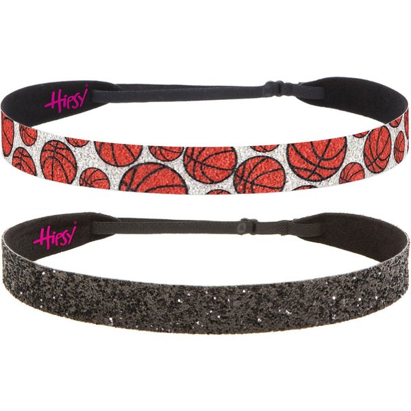 Hipsy Adjustable No Slip I Love Basketball Headbands for Women Girls & Teens (Black Glitter & Sparkly Basketball 2pk)
