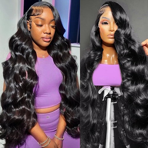 WPRWPR 30 inch Lace Front Wig Human Hair Pre Plucked 13x6 Body Wave HD Lace Front Wigs Human Hair for Women 180% Density Glueless Brazilian Virgin Human Hair Wig with Baby Hair Natural Black