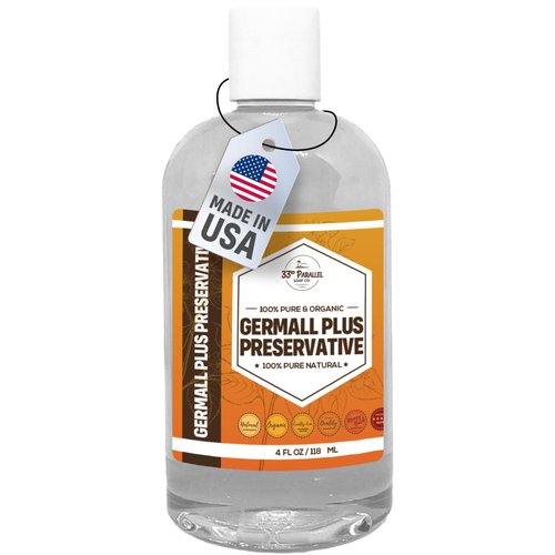 GERMALL PLUS PRESERVATIVE Liquid (4 oz) Paraben-Free; Formaldehyde-Free; Water & Oil Soluble | Suitable for Soap Making, Lotions, Conditioners, Creams | Keeps Products Fresh & Safe | 4 OUNCES
