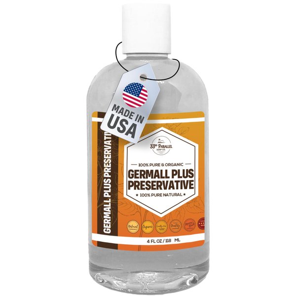 GERMALL PLUS PRESERVATIVE Liquid (4 oz) Paraben-Free; Formaldehyde-Free; Water & Oil Soluble | Suitable for Soap Making, Lotions, Conditioners, Creams | Keeps Products Fresh & Safe | 4 OUNCES