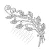 Rosemarie Collections Women's Elegant Silver Tone Crystal Rhinestone Leaf And Vine Formal Headpiece Bridal Hair Comb, 4"
