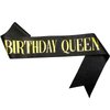NAUXIUDSJS Birthday Queen Sash, Birthday Sash for Women, Glitter Black Sash Foil Letter, Party Favors Supplies Decorations for 18th 21st 30th 40th 50th 60th 70th 80th or Any Bday Party,Black