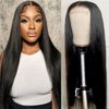ESIWONHAIR Straight 4x4 Lace Front Wigs for Black Women Glueless Human Hair Brazilian Virgin HD Transparent Silky Straight Lace Closure Wigs Pre-Plucked with Baby Hair (16Inch, Natural Color)