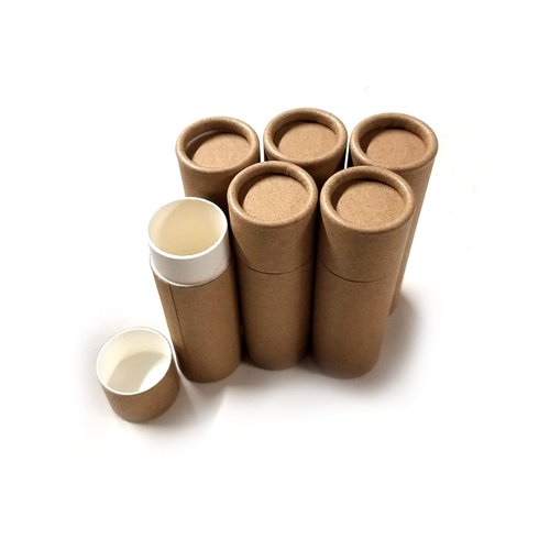 Empty Cardboard Deodorant Containers - Push-up style, top-fill, reusable and biodegradable 1.0 oz (6-Pack) Brown