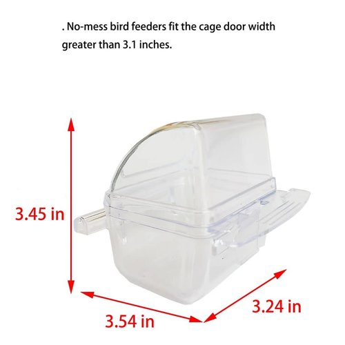 ORIBUKI 2 Pack Bird Feeders for Cage No Mess Parakeet Food Bowl with Cover Clear Hanging Parrot Water Dispenser Perch Cup Waterer Bird Dishes Seed Cage Cups Slot Replacement Feeder Bowls