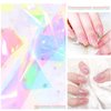 XEAOHESY 20 Rolls Gradient Aurora Glass Paper Nail Art Sticker 3D Holographic Aurora Glass Reflective Mirror Shard Effect Rainbow Thin Iridescent Cellophane Films Foil Nail Wraps for Women Nail Art