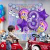 32 Inch 3 Balloon Number, Purple Balloons, Purple Confetti Latex Balloon Foil Balloons Mylar Balloons 3 Birthday Balloon for Anniversary Supplies Kids Birthday Party (Purple, 3)