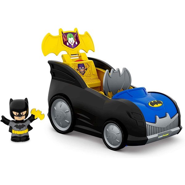 Fisher-Price Little People Toddler Toy DC Super Friends 2-in-1 Batmobile, Batman Playset & Vehicle for Preschool Pretend Play Kids Ages 18+ Months