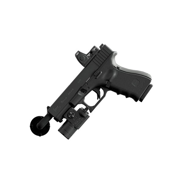 Hold Up Displays 90 Degree in Barrel Pistol Hanger Display, Handgun Wall Mount Concealed Storage for Safes, Cabinets, or Under Desk Easy Use Gun Hanger, Made in USA with Heavy Duty Steel