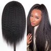 Selina Kinky Straight Wig 4x4 Lace Closure Wigs Human Hair Yaki Straight Wig Lace Closure Wig Brazilian Human Hair Wigs For Black Women 150% Density Wig Natural Color (14inch, Kinky Straight Wig)