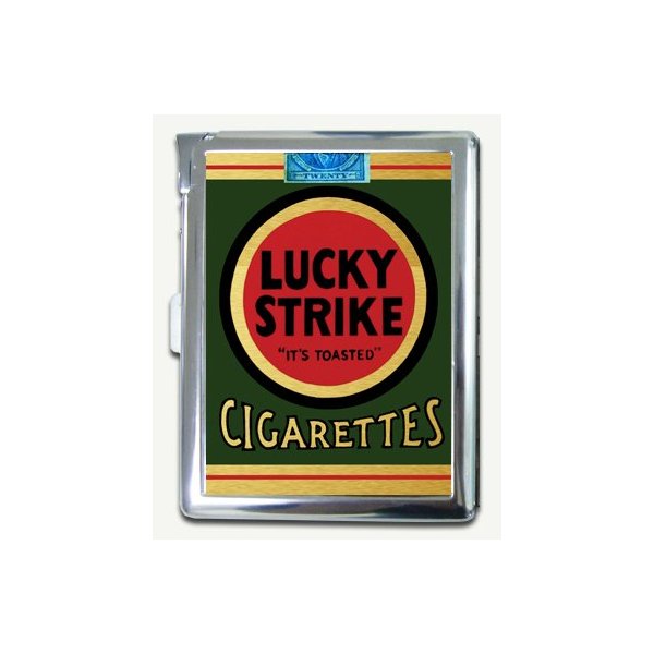 Vintage Lucky Strike Green Pack Cigarette Case Lighter Wallet Card Holder