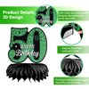 50th Birthday Party Decorations, Green and Black Happy 50th Birthday Decorations Hanging Swirls Banner Honeycomb Centerpieces for Men Women Happy 50 Years Old Bday Party