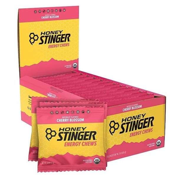 Honey Stinger Organic Cherry Blossom Energy Chew | Gluten Free & Caffeine Free | for Exercise, Running and Performance | Sports Nutrition for Home & Gym, Pre and Mid Workout | 12 Pack, 21.6 Ounce