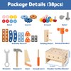 Vextronic Kids Tool Set, 38 PCS Wooden Montessori Toy Tools for Toddlers 1 2 3 4 5 6 with Tool Bench/Box, Play Toddler Tool Set, Educational STEM Construction Christmas Birthday Gift for Boys Girls
