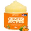 Turmeric Body Scrub – All-Natural Exfoliating Skin Brightening Face Scrub for Hyperpigmentation – Boosts Circulation, Evens Skin Tone, & Removes Toxins – Skincare for Glowing Skin, 8oz Made in USA