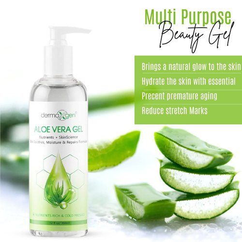 DERMAXGEN Aloe Vera Gel with Witch Hazel, Vitamin C, and Vitamin E - Skin Soothes, Moisture, and Repair Formula for Face and Body - Nutrient-Rich, Organic 100% Pure Aloe Vera - 12 FL OZ