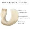 VINBAO Wire Hair Extensions Human Hair Platinum Blonde Wire Hair Extensions Blonde Fishing Line Hair Extensions Adjustable Wire Extensions Blonde Hair Extensions 85g 22inch (wire#60 22in)