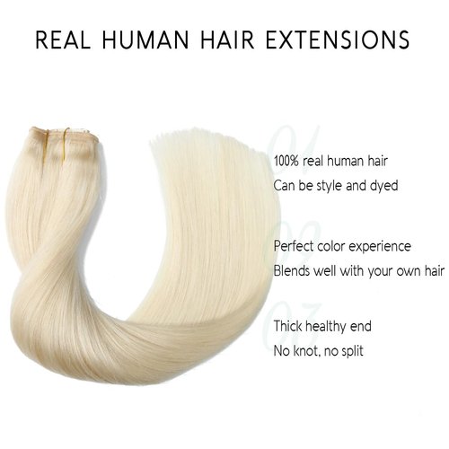 VINBAO Wire Hair Extensions Human Hair Platinum Blonde Wire Hair Extensions Blonde Fishing Line Hair Extensions Adjustable Wire Extensions Blonde Hair Extensions 85g 22inch (wire#60 22in)