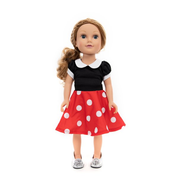 Little Adventures Twirl Princess Doll Dress - Doll Not Included - Machine Washable Child Pretend Play and Party Doll Clothes with No Glitter (Retro Polka Dot Twirl)