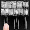 DAZHICN 500 PCS Long Coffin Nail Tips, 10 Sizes Full Cover Nail Tips, Long Nail Tips for Nail Extension, Pre Shaped Nail Tips for DIY Nail Salon (Clear Coffin-500 PCS)
