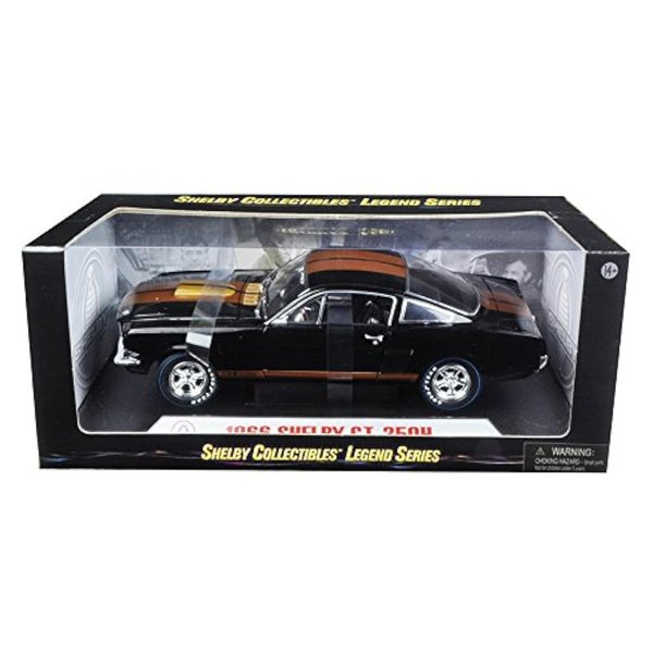 1966 Ford Shelby Mustang GT350H Hertz Black with Gold Stripes and Racing Wheels 1/18 Diecast Model Car by Shelby Collectibles SC360