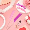 27 Pieces Hair Braiding Hair Parting and Selecting Hair Sectioning Ring for Braiding Curling Installation of Human Hair Extensions Pintail Rat Tail Comb Wide Teeth Sectioning Hair Clip (Purple, Pink)
