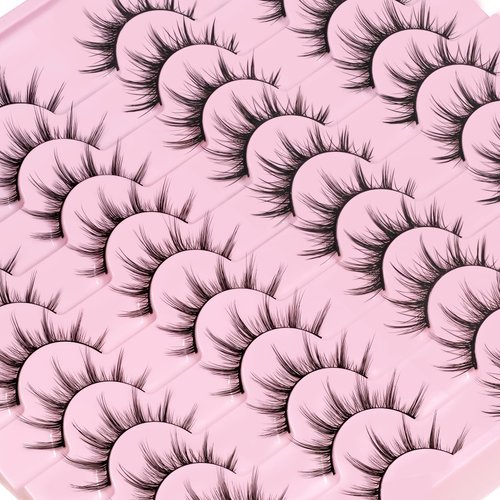 Losha Manga Lashes Natural Look Wispy False Eyelashes 20 Pairs 2 Styles Mixed Soft Fake Eye Lashes Pack Vegan Asian Anime Eyelashes (20P-Manga)