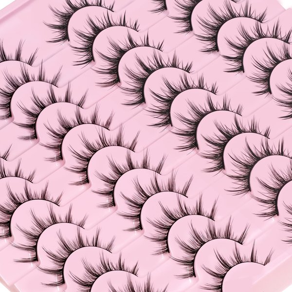 Losha Manga Lashes Natural Look Wispy False Eyelashes 20 Pairs 2 Styles Mixed Soft Fake Eye Lashes Pack Vegan Asian Anime Eyelashes (20P-Manga)