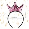 WLLHYF Sequins Crown Headband Christmas Glitter Crowns Hair Band Gold Hair Hoop (pink)