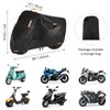 300D Heavy Duty Motorcycle Cover, Seceles All Season Durable Waterproof Outdoor Protection Scooter Cover 4 Reflective Tape Storage Bag Fits up to 81" Yamaha Honda Harley Suzuki (XL: 86" * 37" * 50")