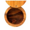 Kaizen Casa Acacia Wood Salt or Spice Box with Swivel Cover perfect for keeping table salt, gourmet salts, herbs or favorite seasonings, close at hand on your countertop.