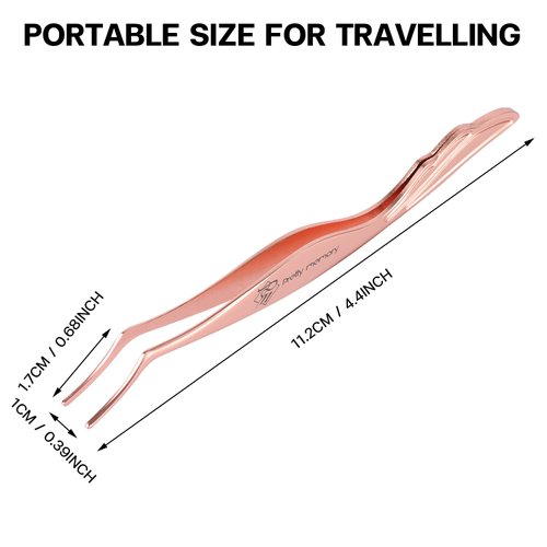 Pretty memory Eyelash Applicator Tool Stainless Steel Lash Tweezers Curved Eyelash Tweezers for Easy Lash Application and Removal, Rose Gold