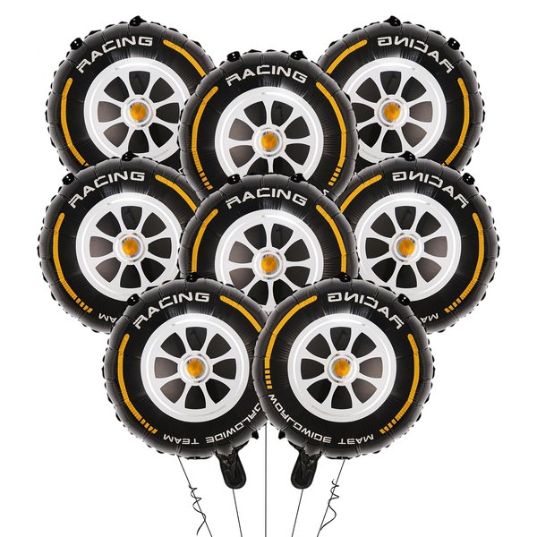 8 Pcs Wheel Tire Balloons 18 Inch Tire Balloons Race Car Birthday Party Decorations Foil Balloons Boy Racing Party Decorations