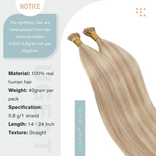 Ugeat I Tip Hair Extensions Human Hair Ash Blonde Itip Hair Extensions Short Hair Remy Human Hair Extensions I Tip 14 Inch 50s 40g