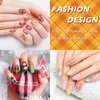 AnyDesign 4 Sheet Fall Plaid Nail Art Stamping Plates Kit Rectangle Fashion DIY Plaid Nail Plates Image Various Plaid Argyle Pattern Nail Art Plates for Nail Art DIY Print Manicure Salon Design