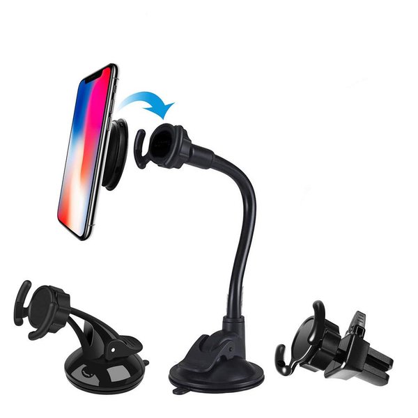 LEWOTE Universal Car Phone Mount[Dashboard/Windshield/Air Vent Cell Phone Holder 3in1][Strong Suction Cup][Gift 2Pcs Collapsible Grip]