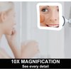Fancii 10X Magnifying Lighted Makeup Mirror - Daylight LED Vanity Mirror - Compact, Cordless, Locking Suction, 6.5" Wide, 360 Rotation, Portable Illuminated Bathroom Mirror (Square)